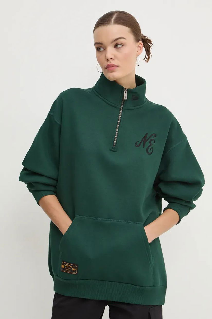 New Era bluza culoarea verde, cu imprimeu, 60564829