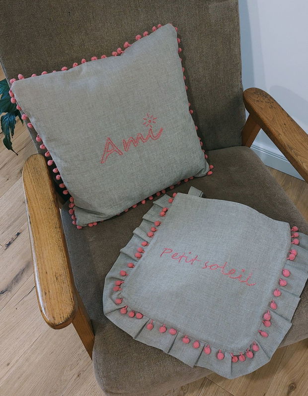 Set pentru fetițe / Perna decorativa personalizata pentru fetite / Sacosa textila tote bag brodata