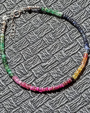 Bratara argint safir galben albastru rubin smarald ombre gradient minimalista boho chic trendy - Transport gratuit