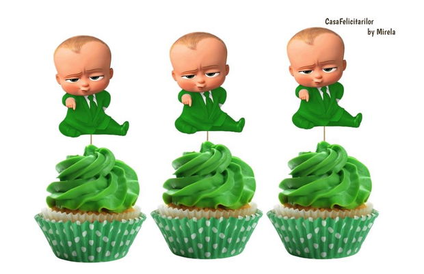 Invitatii botez Baby boss pe verde