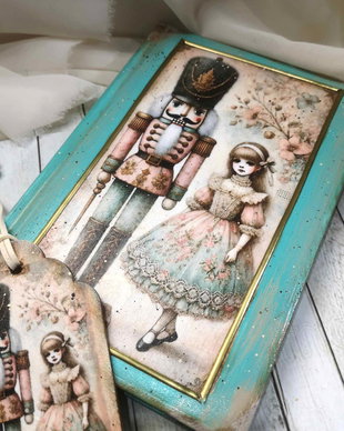 Set cadou agenda si semn de carte, decorate manual, stil vintage
