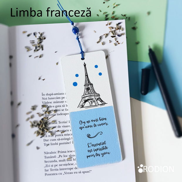 Semn de carte profesor materii limba franceza personalizat cu mesaj