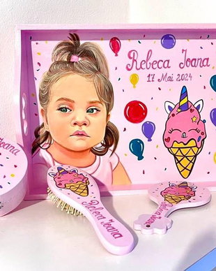 Set moț cu portret pictat și înghețată