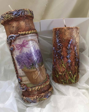 Set cadou lumanari decorative, tema lavanda/ provence
