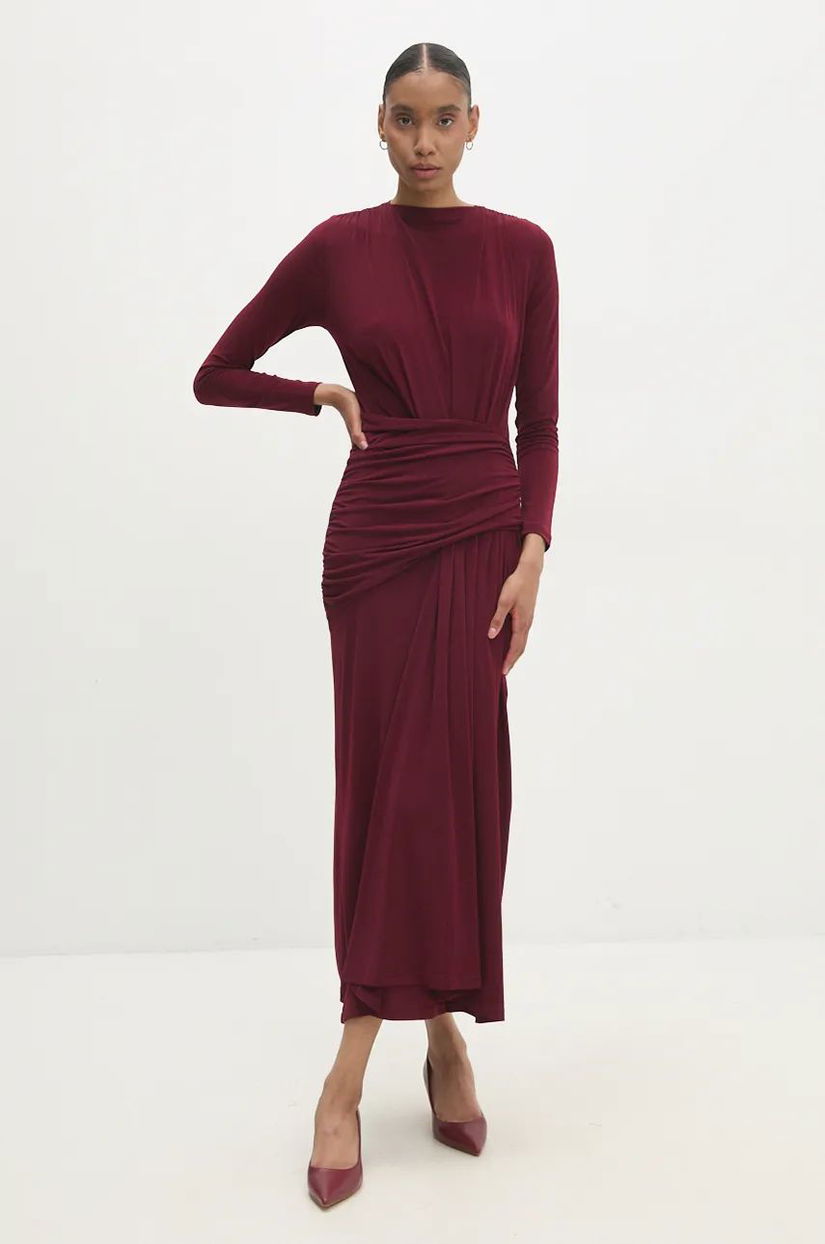 Answear Lab rochie culoarea bordo, maxi, mulata