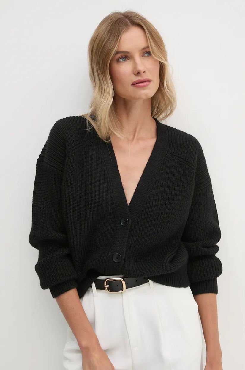 Sisley cardigan din lana culoarea negru, 148YM6025