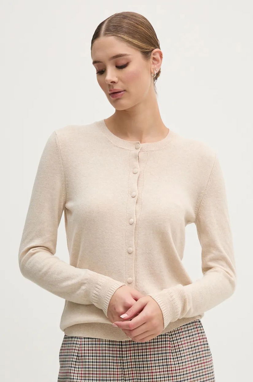 Sisley cardigan din amestec de lana culoarea bej, light, 102HM5237