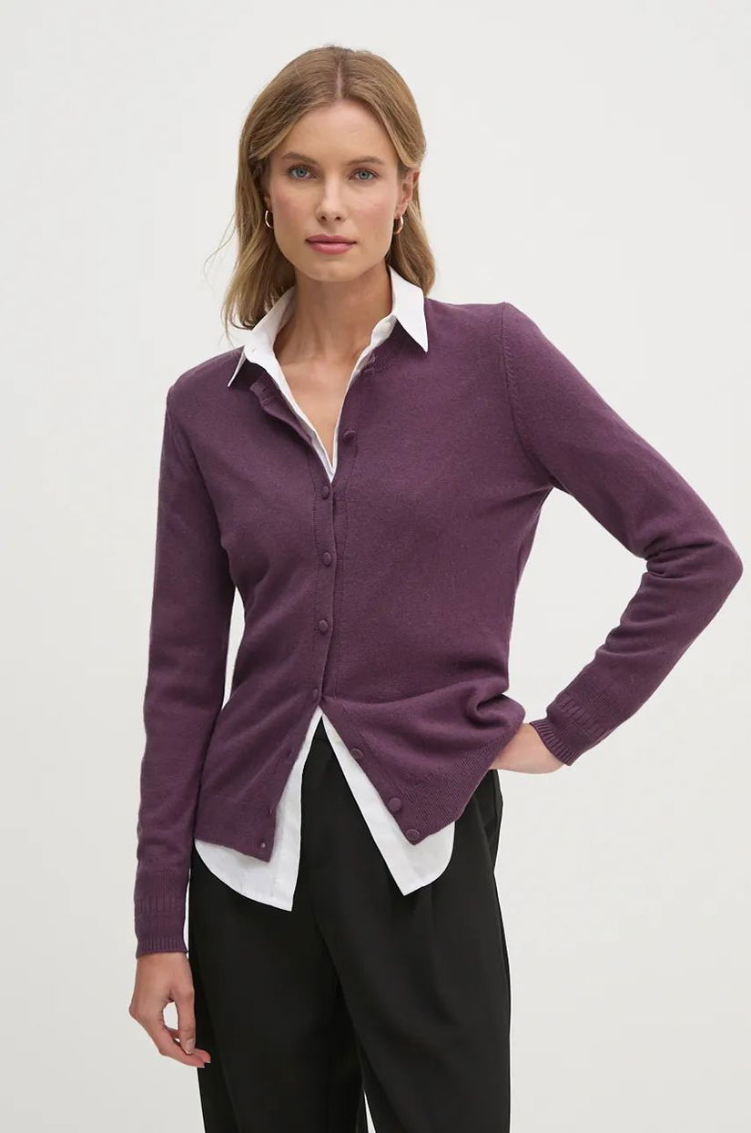 Sisley cardigan din amestec de lana culoarea violet, light, 102HM5237