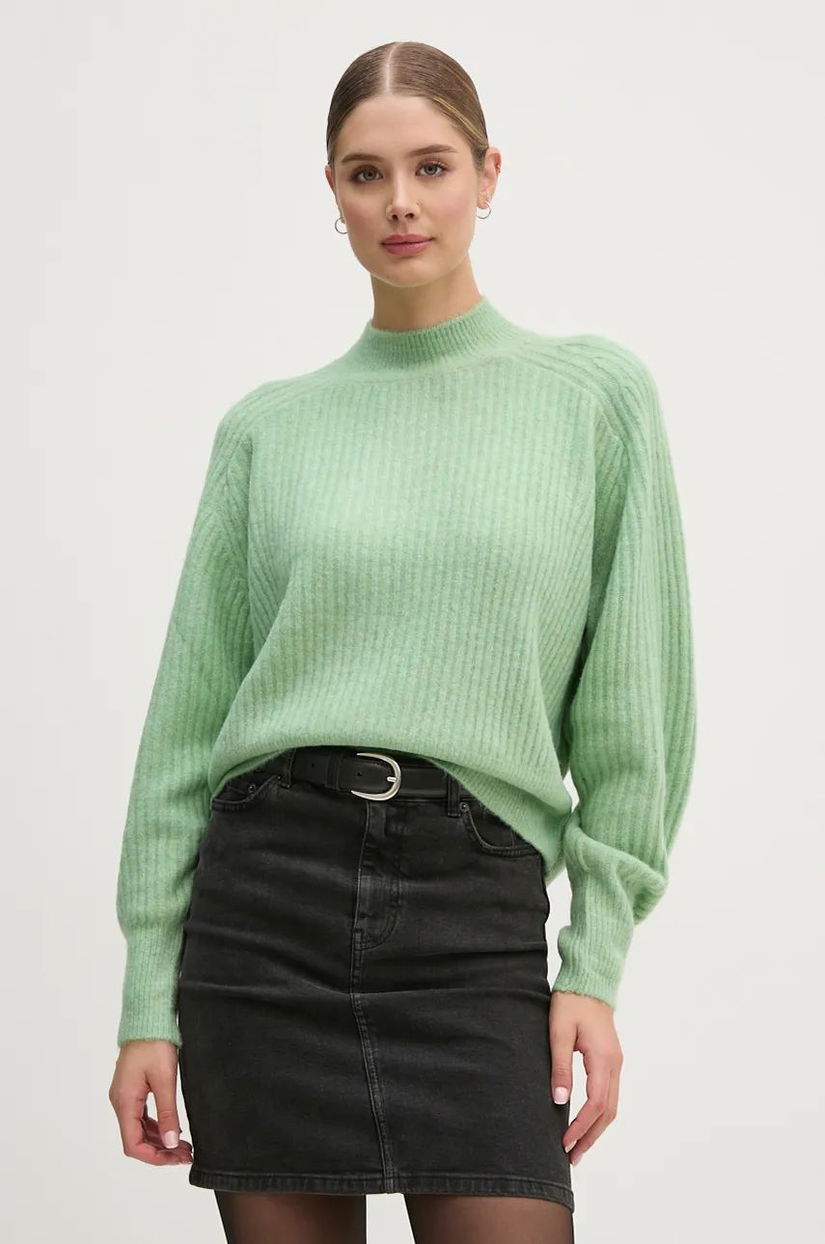 Pepe Jeans pulover din amestec de lana IRMA PERKINS femei, culoarea verde, cu turtleneck, PL702191