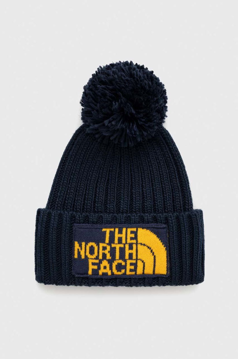 The North Face caciula culoarea albastru marin, din tricot gros