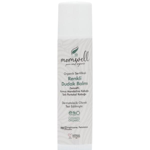 Balsam pentru buze Organic Momwell, cu 100% ingrediente naturale, pentru buze uscate si crapate 5 ml