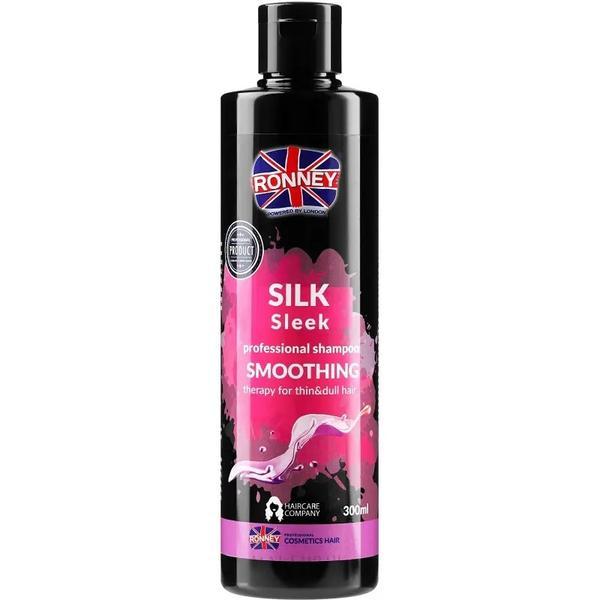 Sampon hranitor cu proteine din matase Silk Sleek Ronney, pentru par uscat si subtire 300 ml