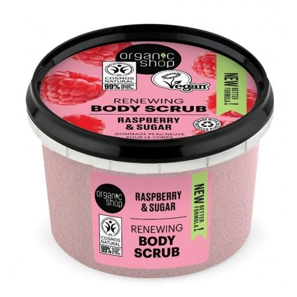 Scrub de Corp Delicios cu Zahar si Zmeura - Organic Shop Renewing Body Scrub Raspberry &amp; Sugar, 250 ml