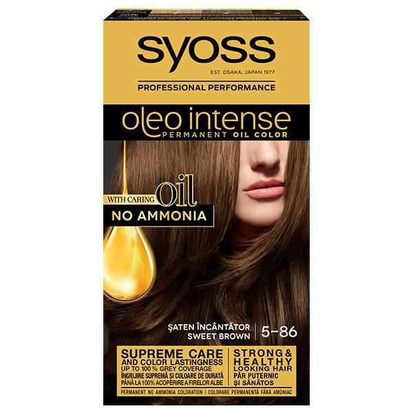 SHORT LIFE - Vopsea de Par Demi-permanenta - Syoss Professional Performance Oleo Intense Permanent Oil Color, nuanta 5-86 Saten Incantator