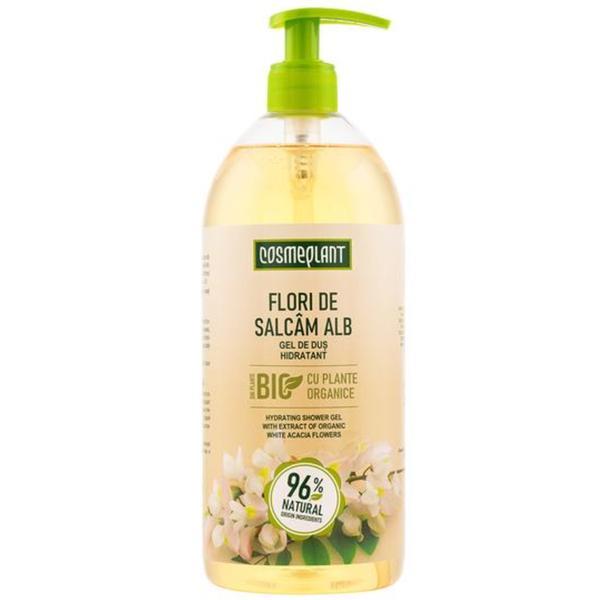 Gel de dus Hidratant cu extract de flori de salc&acirc;m alb organic Cosmeplant, 1000 ml