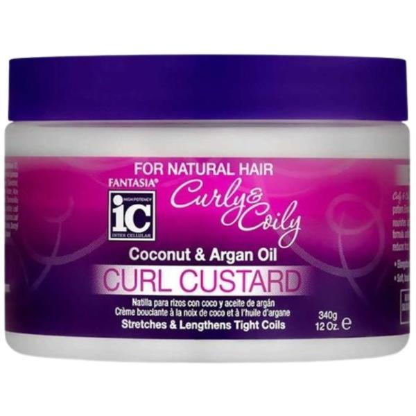 Tratament pentru par Curly &amp; Coily Cocos &amp; Argan Oil Curl Custard, Fantasia IC, 340 g