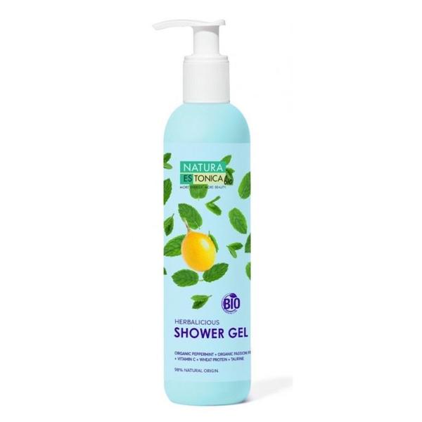 Gel de Dus Natural cu Menta si Fructul Pasiunii - Natura Estonica Herbalicious Shower Gel, 400 ml