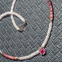 Colier argint cuart roz sillimanit rubelit turmalina roz heishi disc charm argint minimalist boho chic trendy - Transport gratuit