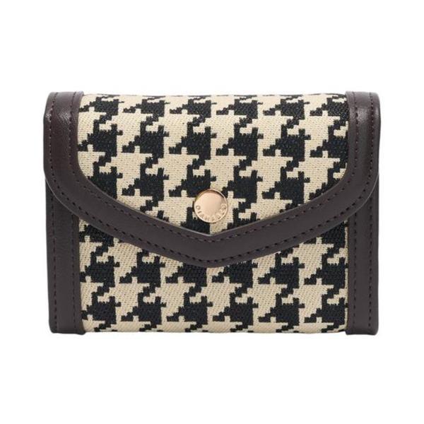 Portmoneu Maro cu Capsa si Imprimeu Houndstooth