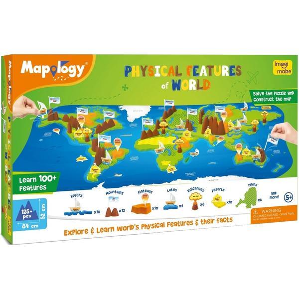 Puzzle Harta lumii cu Forme de relief