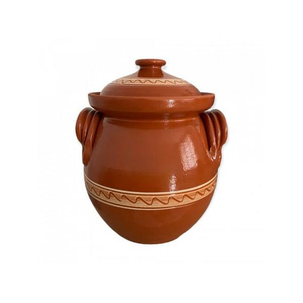 Oala de lut, ceramica, pentru bors sau sarmale, 10 litri