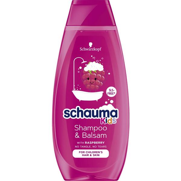 Sampon si Balsam cu Extract de Zmeura pentru Parul si Pielea Copiilor - Schwarzkopf Schauma Kids Shampoo &amp; Balsam with Raspberry for Children&#039;s Hair &amp; Skin, 400 ml