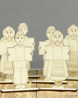 Blank-uri figurine din lemn Românaș și Româncuță