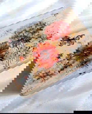 Cutie din lemn tip carte cu flori 46886