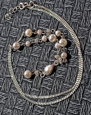 Colier argint diamant brut gri perle naturale de cultura conector lant argint minimalist boho chic trendy cadou - Transport gratuit