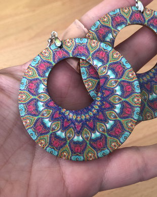 Cercei mari, cercei casual, cercei lemn. Cercei mandala
