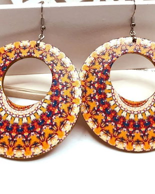 Cercei mari, cercei casual, cercei lemn. Cercei mandala