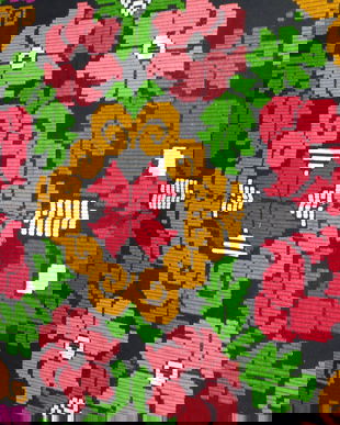 Covor original  lucrat  in totalitate manual , Transilvania, anul 1953