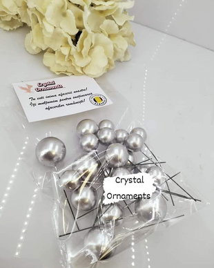 Bile decorative argintii tort