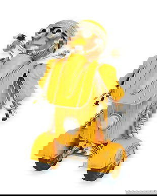 Model robot metal galben