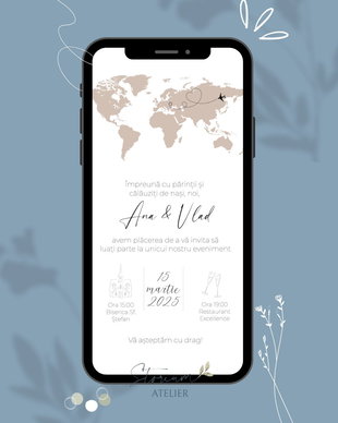 Invitatie digitala nunta cu tematica calatorii