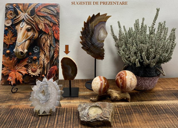Agat Natural - Geoda pe suport metalic