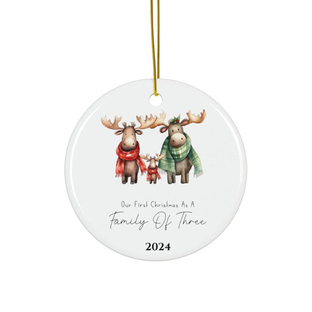 Ornament Acrilic, Primul Craciun Bebe, pentru Craciun 2024, decoratiune de pus in brad, alb