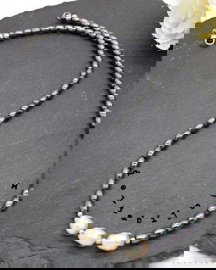 Colier handmade - hematit si perle cultura (cod1082)