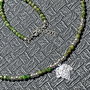 Colier argint crom diopsid charm frunza argint minimalist boho chic trendy - Transport gratuit