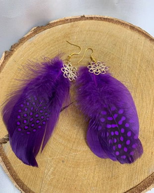 Cercei handmade din pene naturale
