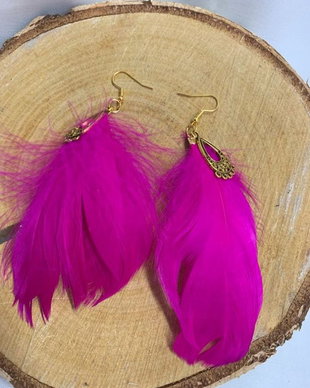 Cercei handmade din pene naturale