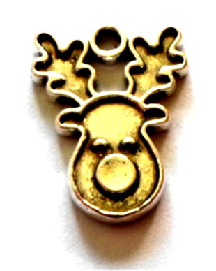 Charm metalic cap renul Rudolf argintiu