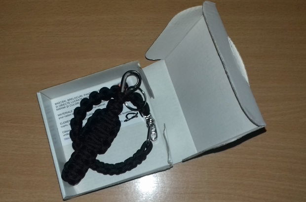 Set paracord negru brățară și breloc