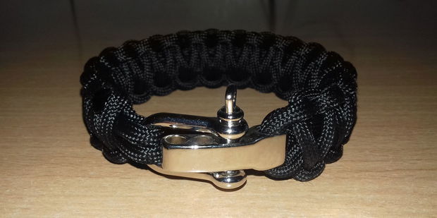 Set paracord negru brățară și breloc