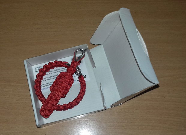 Set paracord roșu brățară și breloc