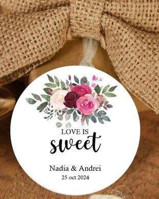 Etichete mărturii nuntă Love is sweet