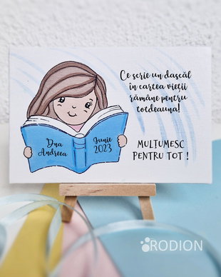 Cadou cadru didactic educatoare pictat manual personalizat cu mesaj