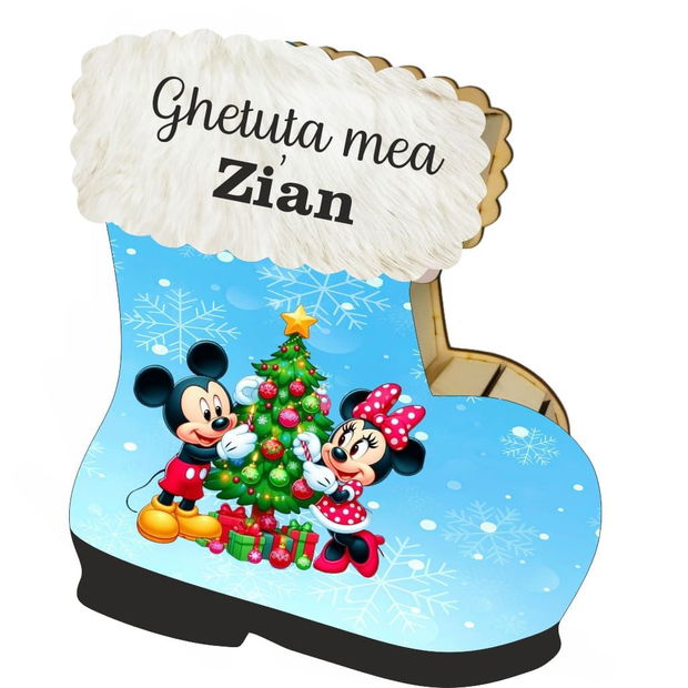 Cutie cadou de Craciun in forma de gheata, Personalizata, Lemn, 22×21 cm, CCDB024