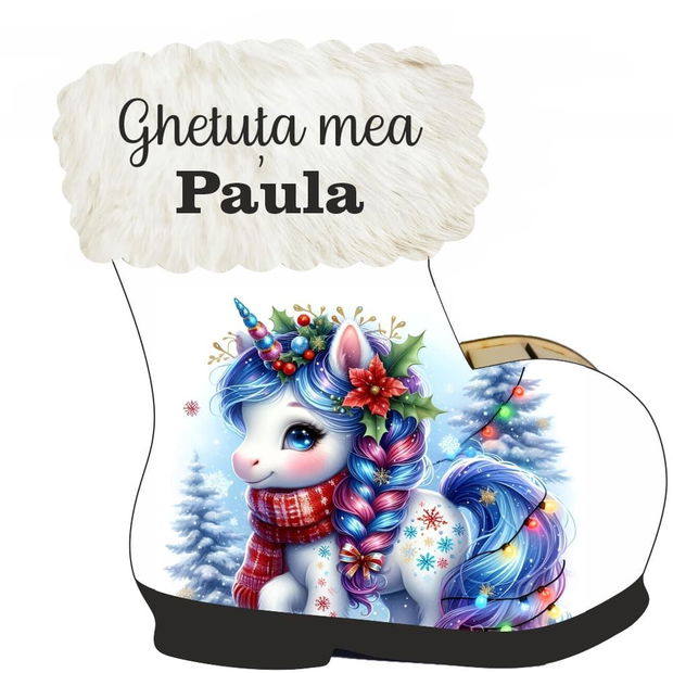 Cutie cadou de Craciun in forma de gheata, Personalizata, Lemn, 22×21 cm, CCDB034