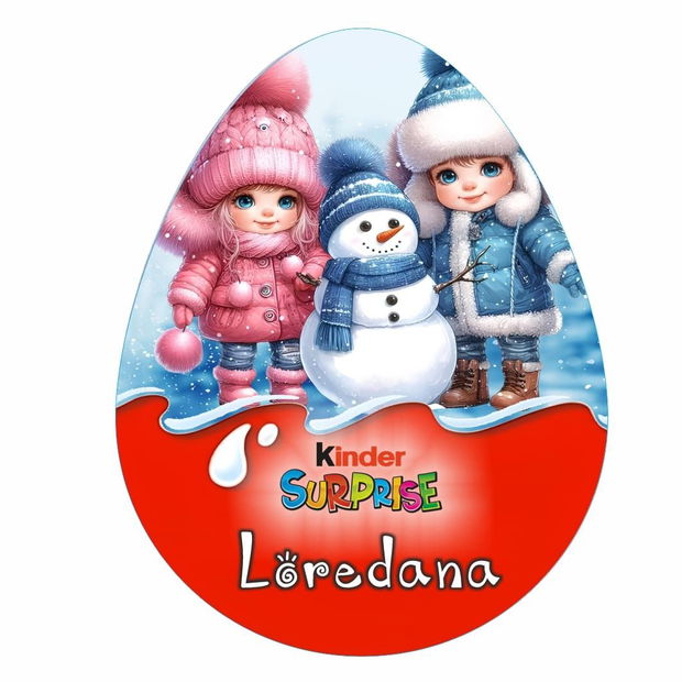 Cutie cadou de Craciun Ou Kinder Surprise, Personalizata, Lemn, Multicolor, CCDB037